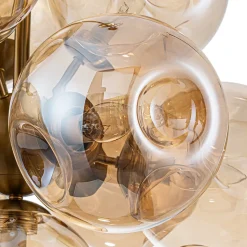 Bloom 10-Light Cluster Amber Glass Round Bubble Chandelier