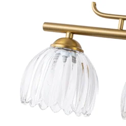 Bloom 3-Light Pleated Clear Glass Flower Vanity Wall Sconce