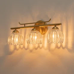 Bloom 3-Light Pleated Clear Glass Flower Vanity Wall Sconce