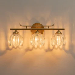 Bloom 3-Light Pleated Clear Glass Flower Vanity Wall Sconce