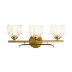 Bloom 3-Light Pleated Clear Glass Flower Vanity Wall Sconce