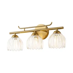 Bloom 3-Light Pleated Clear Glass Flower Vanity Wall Sconce