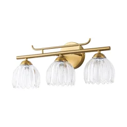 Bloom 3-Light Pleated Clear Glass Flower Vanity Wall Sconce