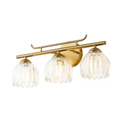 Bloom 3-Light Pleated Clear Glass Flower Vanity Wall Sconce