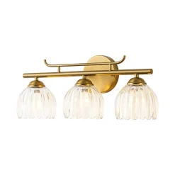 Bloom 3-Light Pleated Clear Glass Flower Vanity Wall Sconce