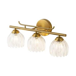 Bloom 3-Light Pleated Clear Glass Flower Vanity Wall Sconce
