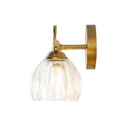 Bloom 3-Light Pleated Clear Glass Flower Vanity Wall Sconce