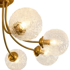 Bloom 8-Light Rippled Glass Globe Bubble Round Semi Flush