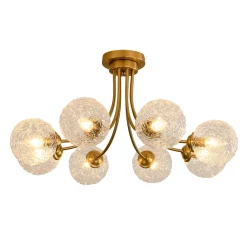 Bloom 8-Light Rippled Glass Globe Bubble Round Semi Flush