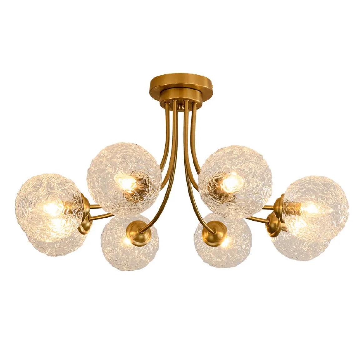 Bloom 8-Light Rippled Glass Globe Bubble Round Semi Flush