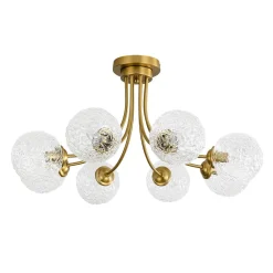 Bloom 8-Light Rippled Glass Globe Bubble Round Semi Flush