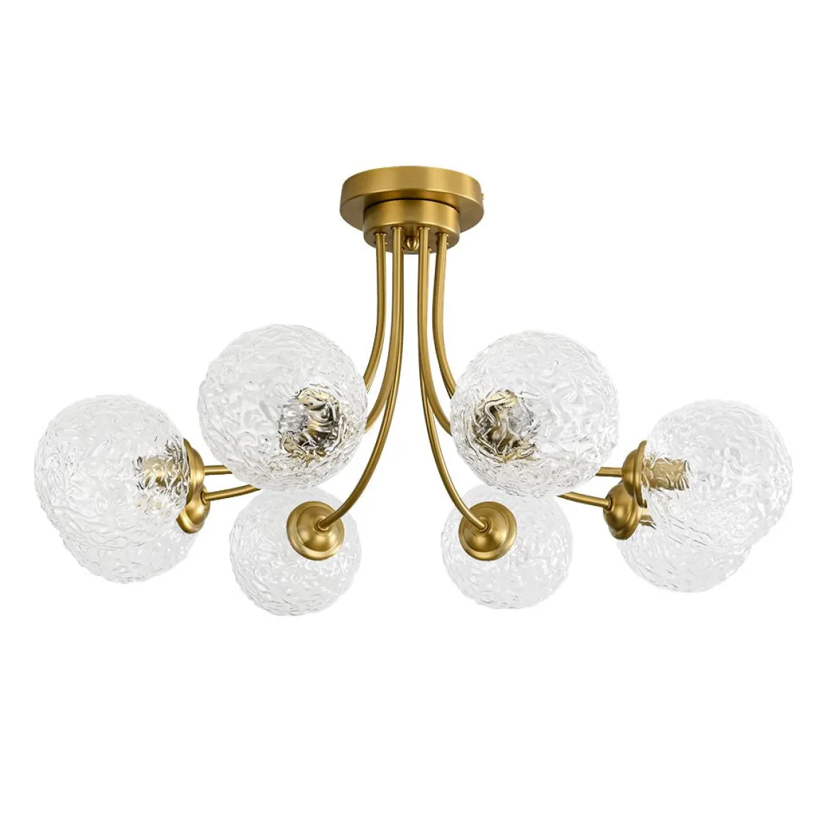 Bloom 8-Light Rippled Glass Globe Bubble Round Semi Flush
