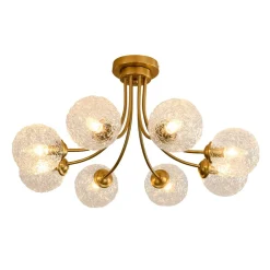 Bloom 8-Light Rippled Glass Globe Bubble Round Semi Flush