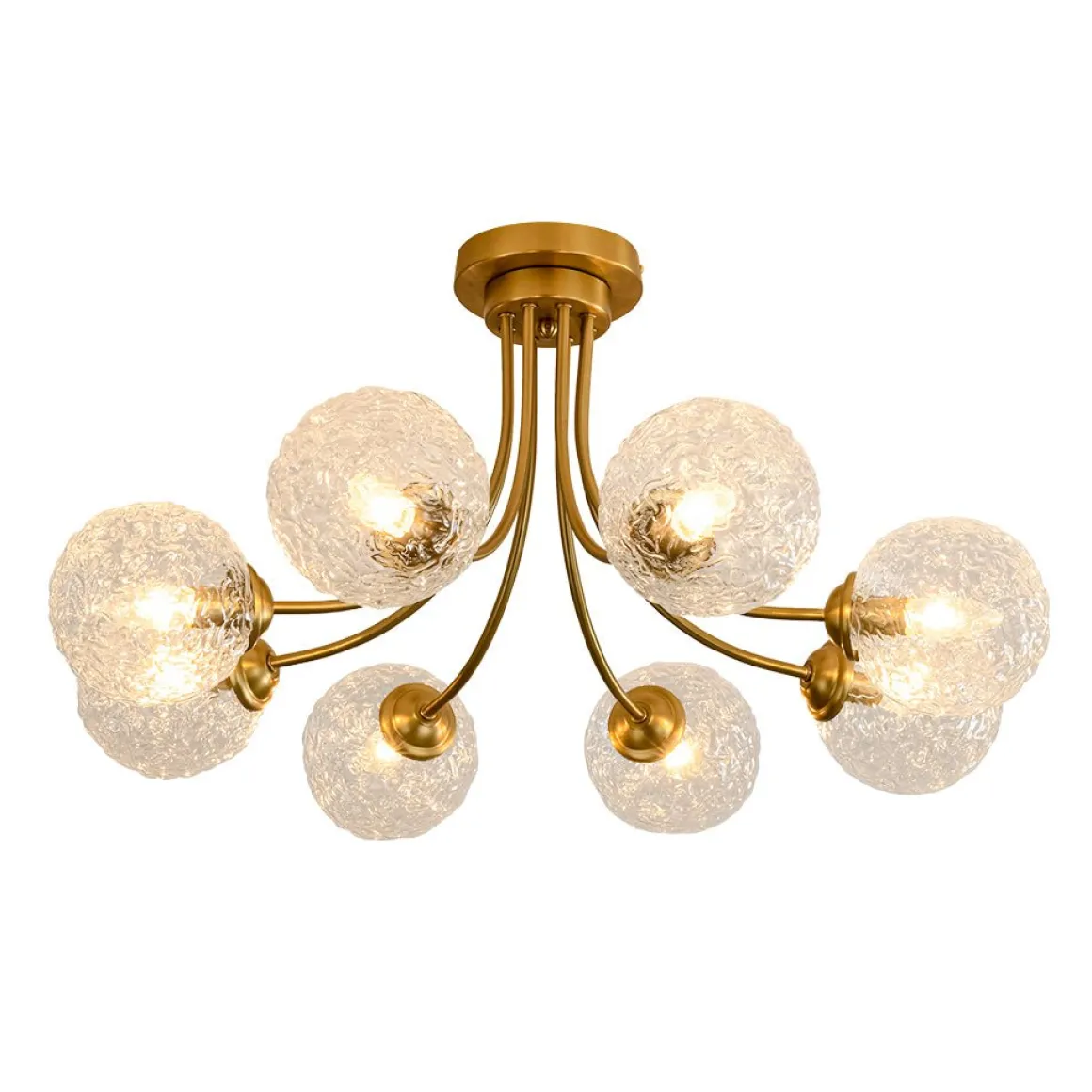Bloom 8-Light Rippled Glass Globe Bubble Round Semi Flush