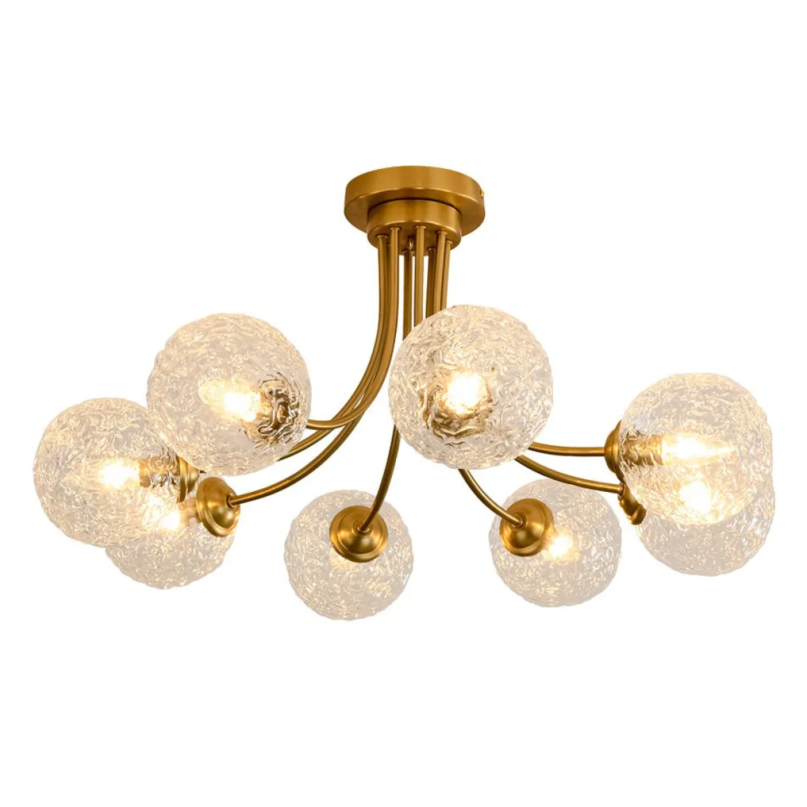 Bloom 8-Light Rippled Glass Globe Bubble Round Semi Flush