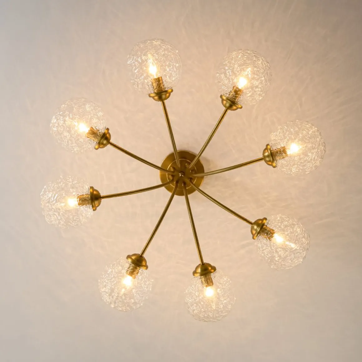 Bloom 8-Light Rippled Glass Globe Bubble Round Semi Flush