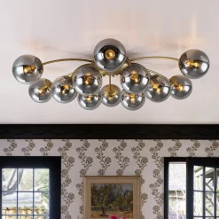 Bloom 12-Light Smoked Glass Bubble Semi Flush Chandelier