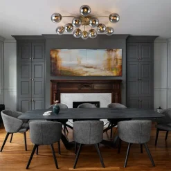 Bloom 12-Light Smoked Glass Bubble Semi Flush Chandelier