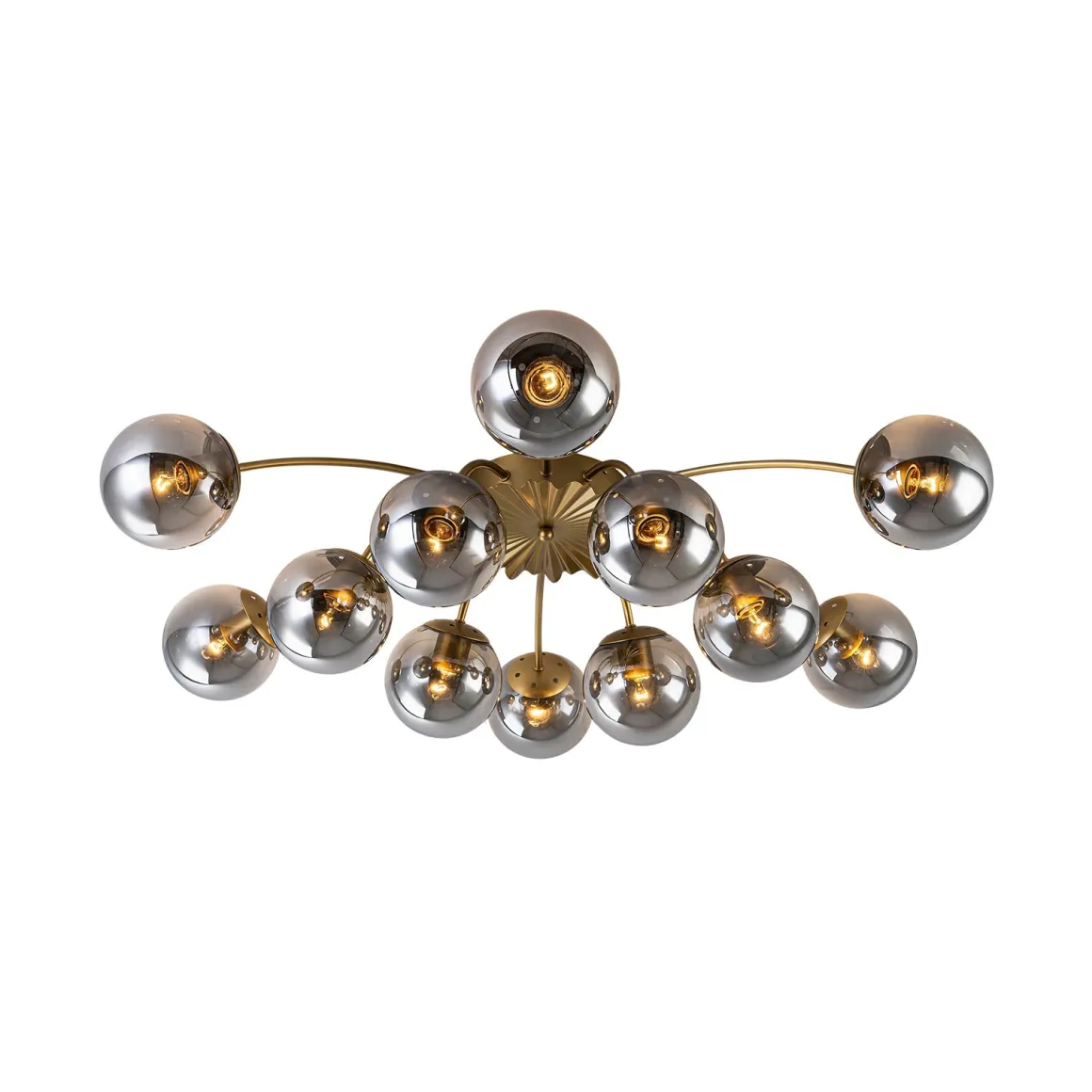 Bloom 12-Light Smoked Glass Bubble Semi Flush Chandelier