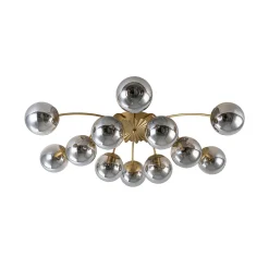 Bloom 12-Light Smoked Glass Bubble Semi Flush Chandelier