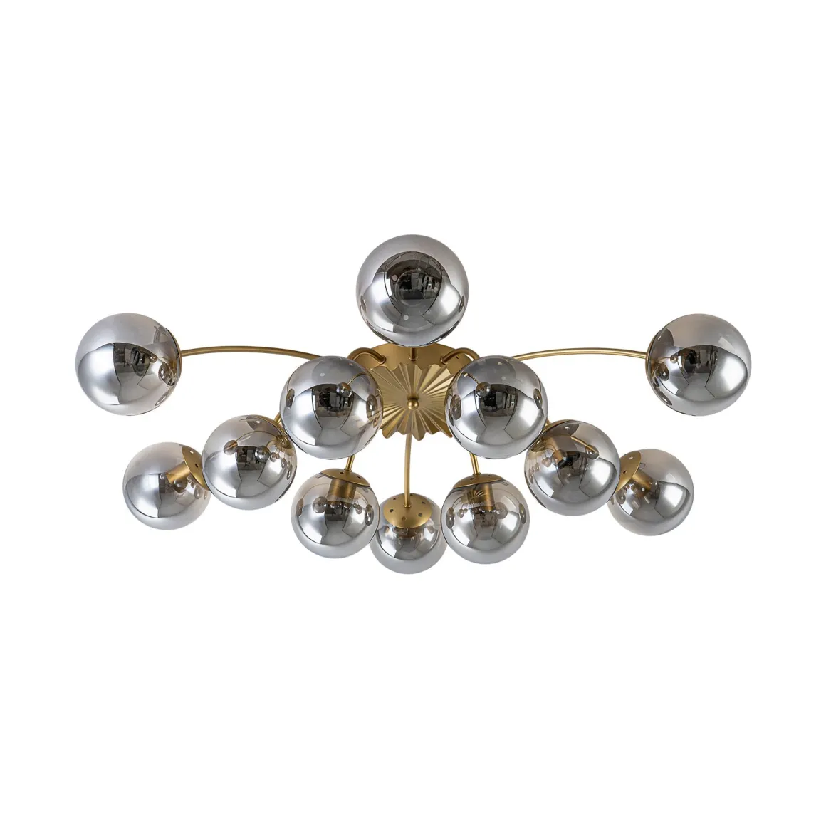 Bloom 12-Light Smoked Glass Bubble Semi Flush Chandelier