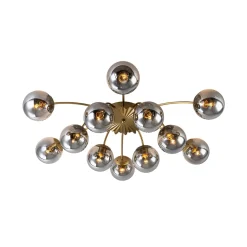 Bloom 12-Light Smoked Glass Bubble Semi Flush Chandelier