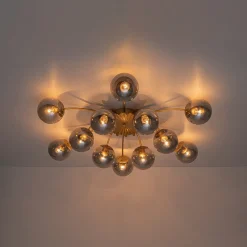 Bloom 12-Light Smoked Glass Bubble Semi Flush Chandelier