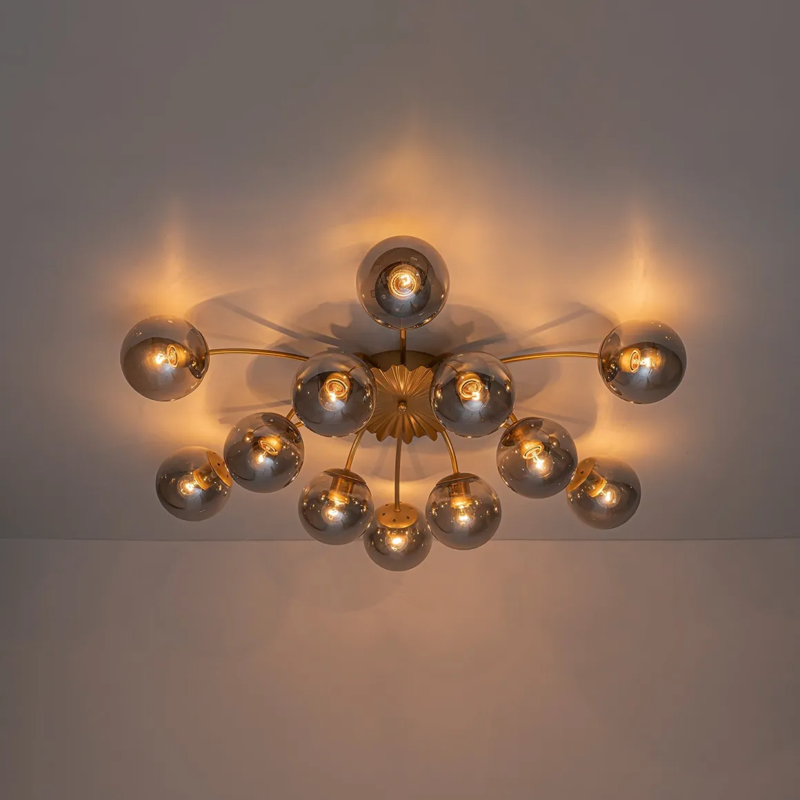 Bloom 12-Light Smoked Glass Bubble Semi Flush Chandelier