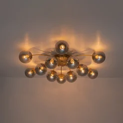 Bloom 12-Light Smoked Glass Bubble Semi Flush Chandelier