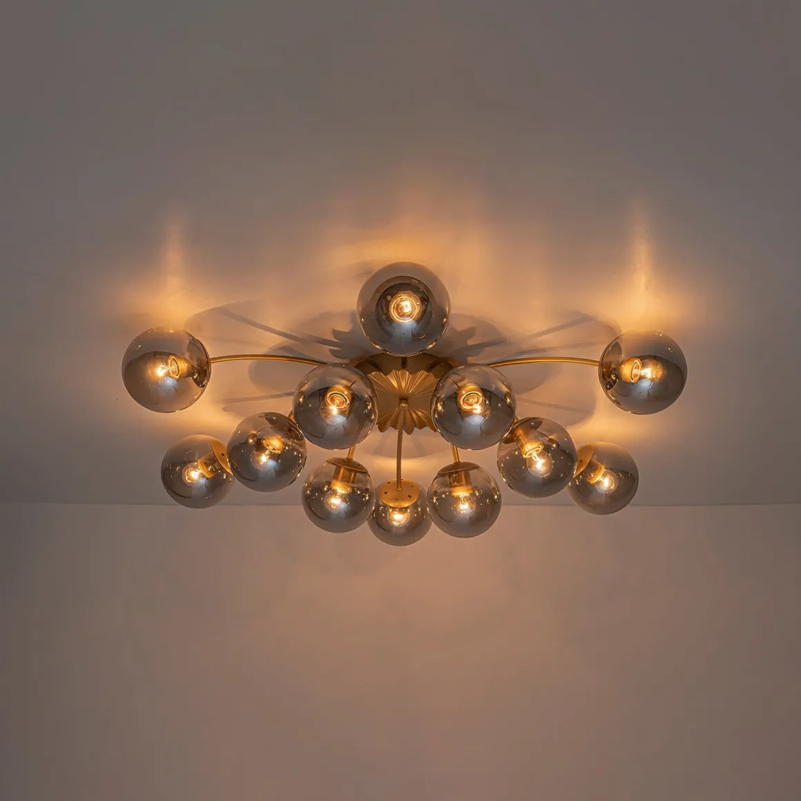 Bloom 12-Light Smoked Glass Bubble Semi Flush Chandelier