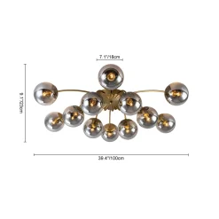 Bloom 12-Light Smoked Glass Bubble Semi Flush Chandelier