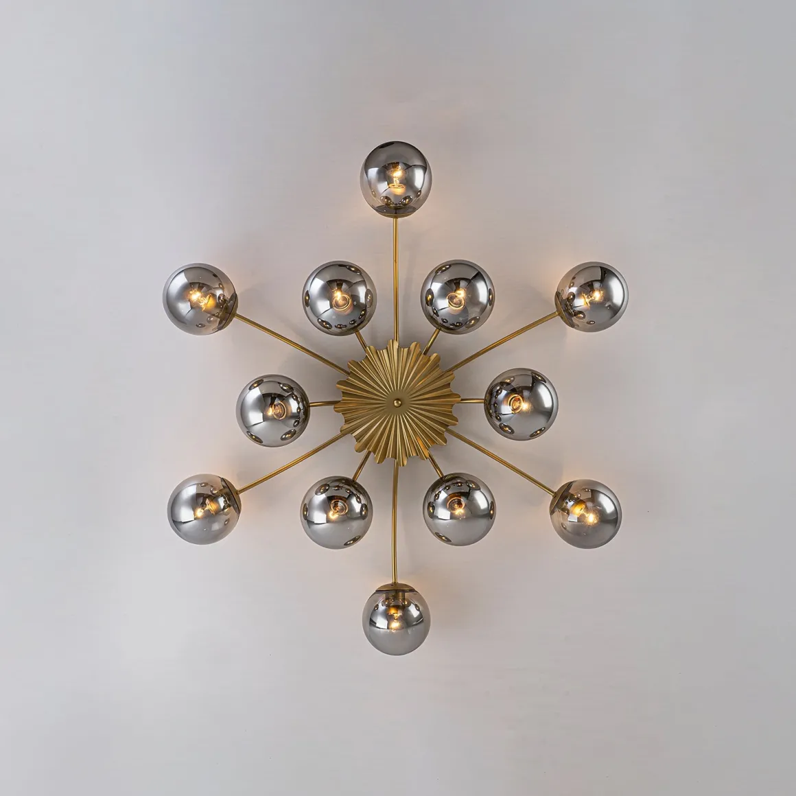 Bloom 12-Light Smoked Glass Bubble Semi Flush Chandelier