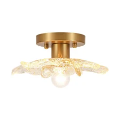 Bloom 1-Light Snow Lotus Clear Glass Flower Semi Flush Mount