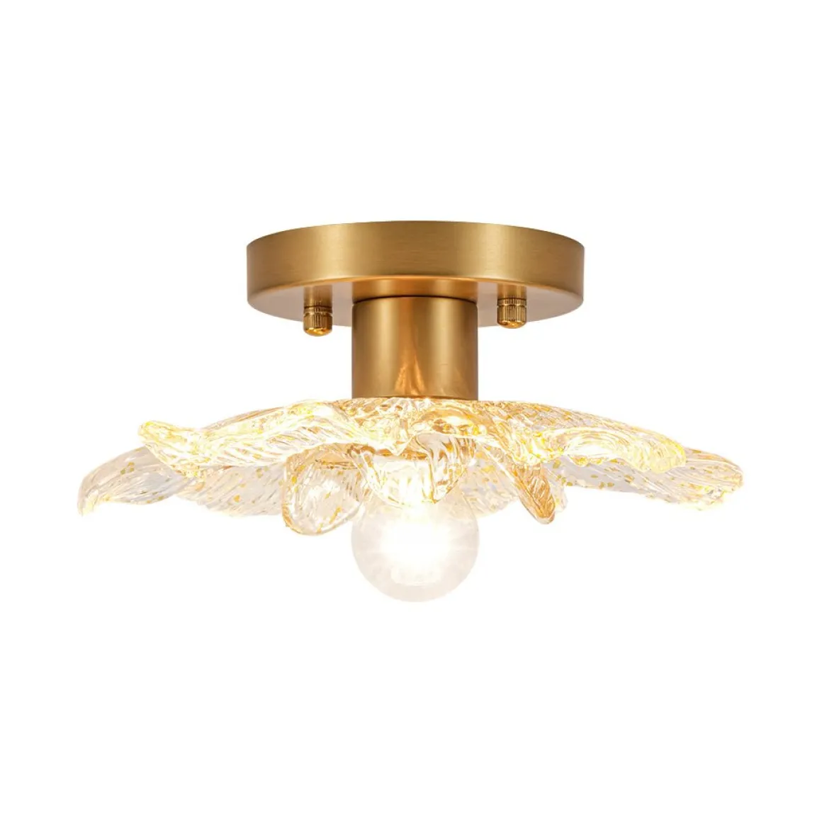 Bloom 1-Light Snow Lotus Clear Glass Flower Semi Flush Mount