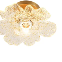 Bloom 1-Light Snow Lotus Clear Glass Flower Semi Flush Mount