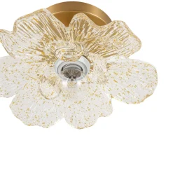 Bloom 1-Light Snow Lotus Clear Glass Flower Semi Flush Mount