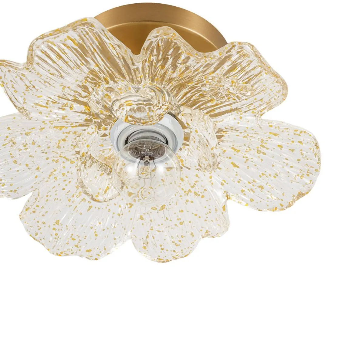 Bloom 1-Light Snow Lotus Clear Glass Flower Semi Flush Mount