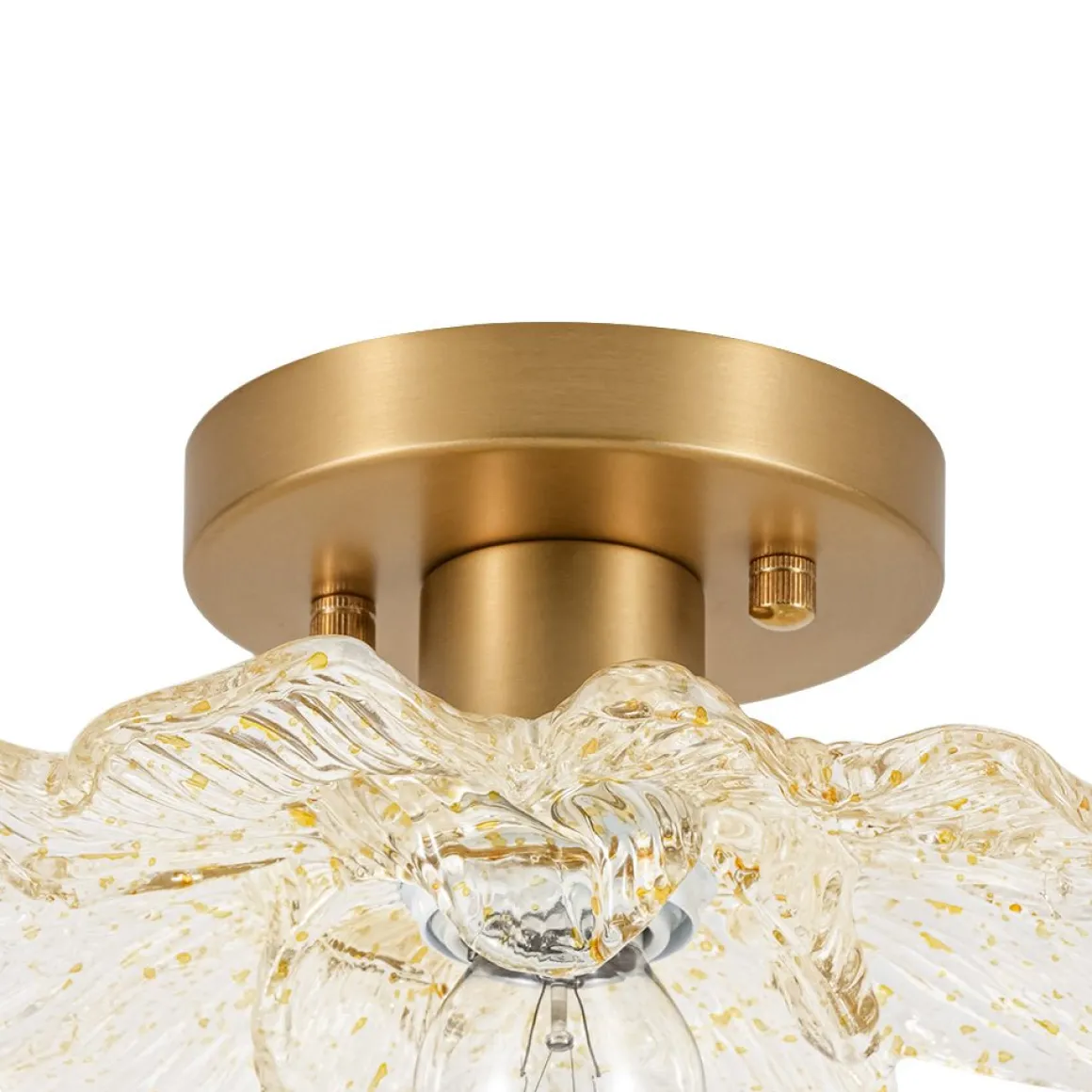 Bloom 1-Light Snow Lotus Clear Glass Flower Semi Flush Mount