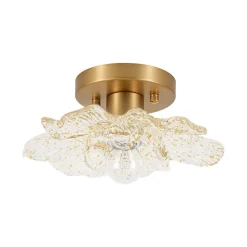 Bloom 1-Light Snow Lotus Clear Glass Flower Semi Flush Mount