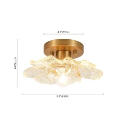 Bloom 1-Light Snow Lotus Clear Glass Flower Semi Flush Mount