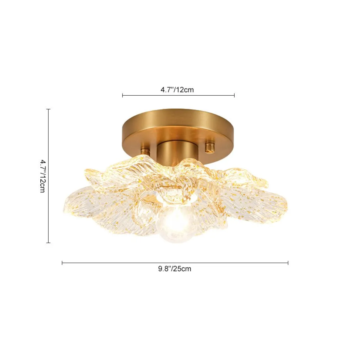 Bloom 1-Light Snow Lotus Clear Glass Flower Semi Flush Mount