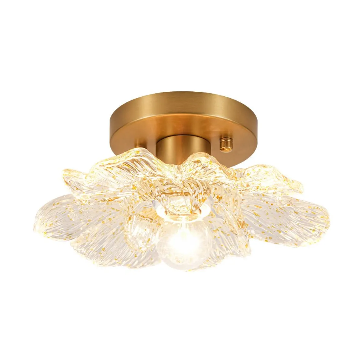 Bloom 1-Light Snow Lotus Clear Glass Flower Semi Flush Mount