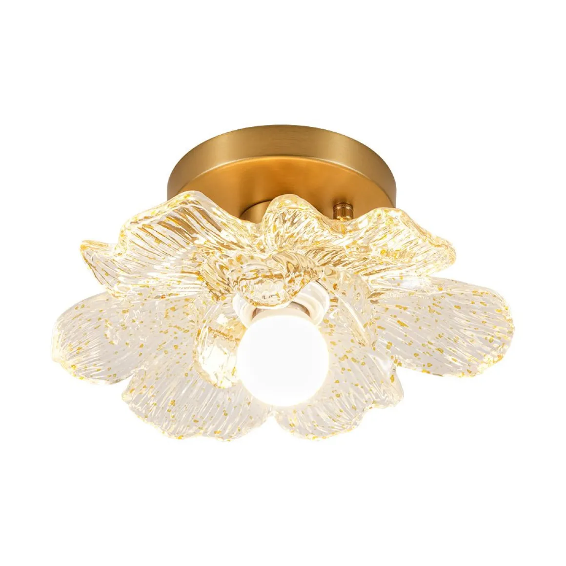 Bloom 1-Light Snow Lotus Clear Glass Flower Semi Flush Mount
