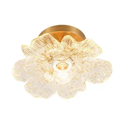 Bloom 1-Light Snow Lotus Clear Glass Flower Semi Flush Mount