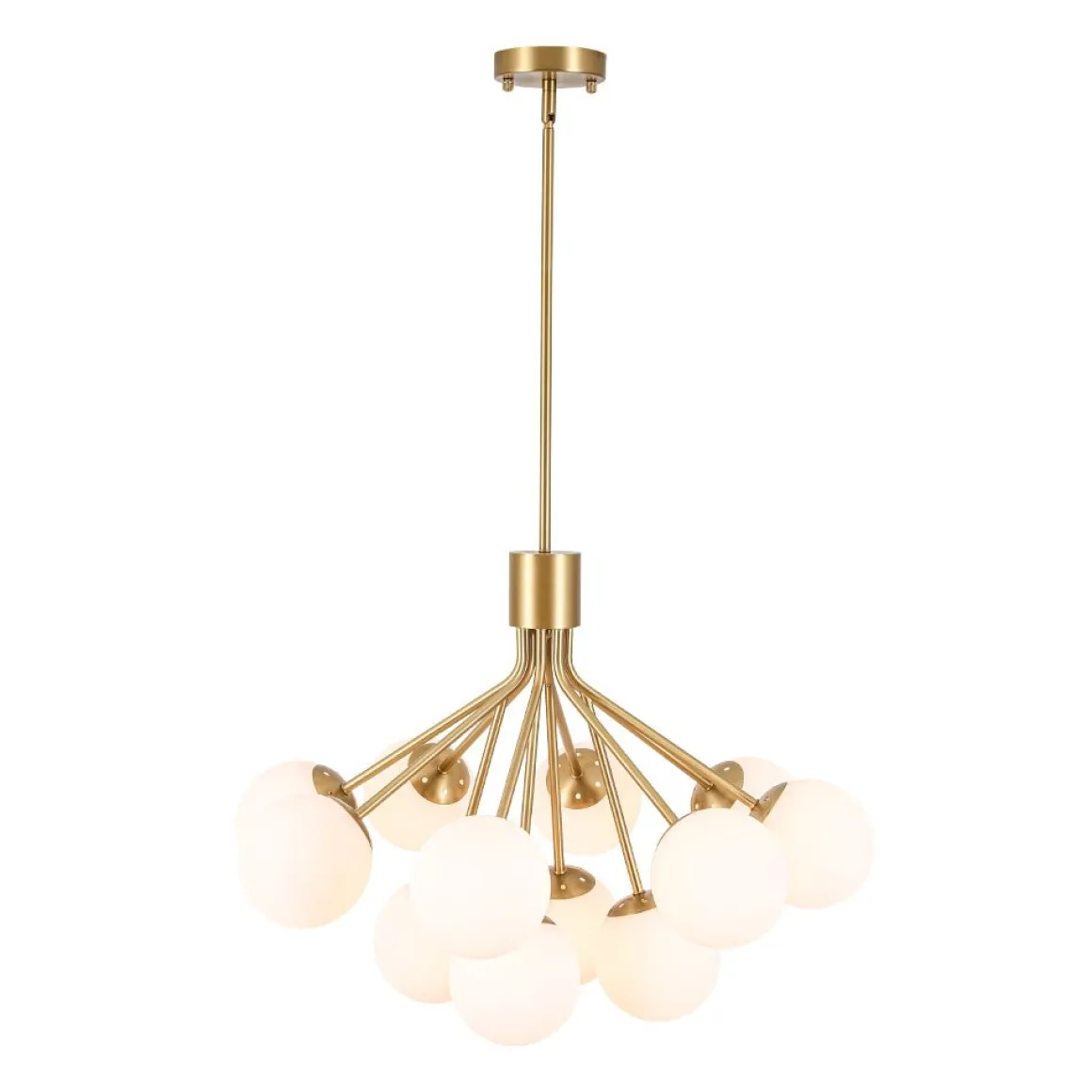 Bloom Opal Glass Bubble Tiered Sputnik Semi Flush Chandelier