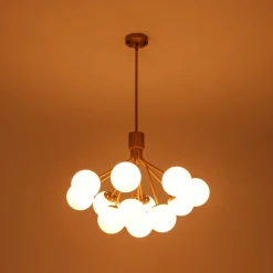 Bloom Opal Glass Bubble Tiered Sputnik Semi Flush Chandelier