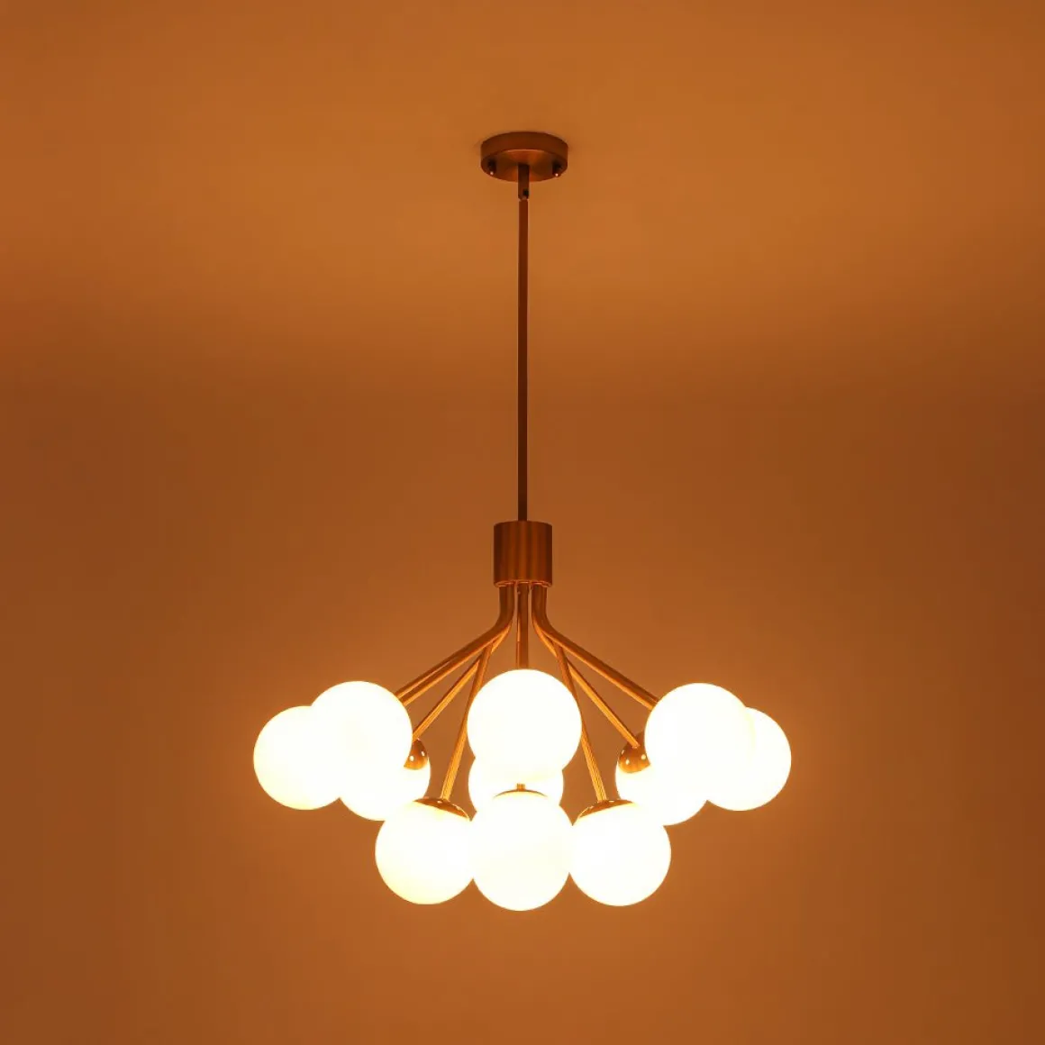 Bloom Opal Glass Bubble Tiered Sputnik Semi Flush Chandelier
