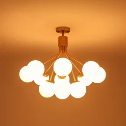 Bloom Opal Glass Bubble Tiered Sputnik Semi Flush Chandelier
