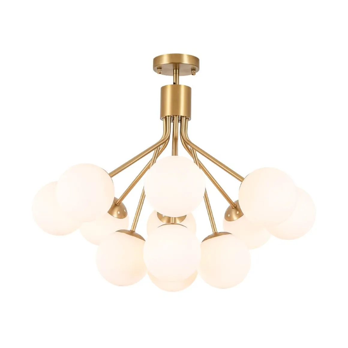 Bloom Opal Glass Bubble Tiered Sputnik Semi Flush Chandelier