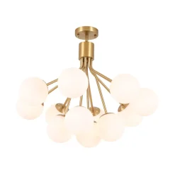 Bloom Opal Glass Bubble Tiered Sputnik Semi Flush Chandelier